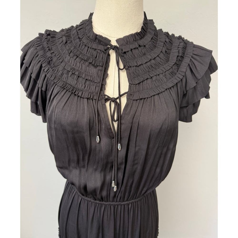 NWT $495 Elie Tahari RUNWAY Black Pleated Ruffle Maxi Dress - Picture 8 of 10